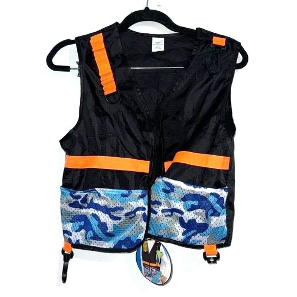 Tactical Vest Blue Camo One Size Fits Most Kids Outdoor Play Accessories